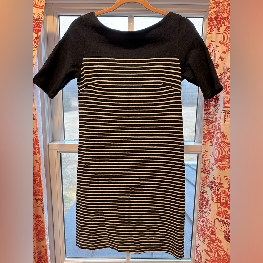 Gap Navy Blue and White Stripe Dress